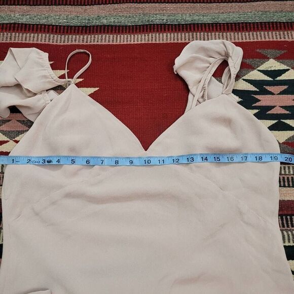 Reformation‎ Ferrara Maxi Dress Sz 14 Champagne Ruffle Cold Shoulder Bridesmaid - Picture 8 of 14